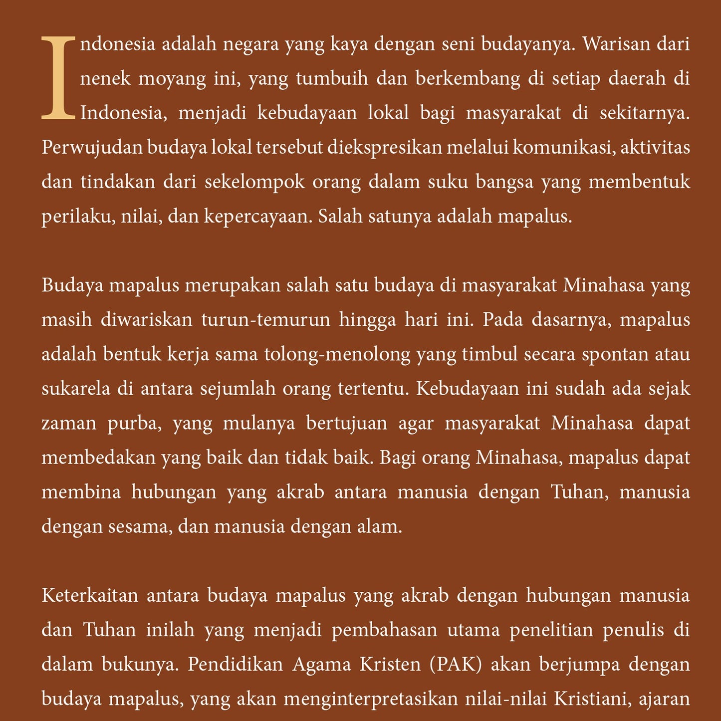 Nilai-Nilai Budaya Mapalus Dalam Pendidikan Agama Kristen