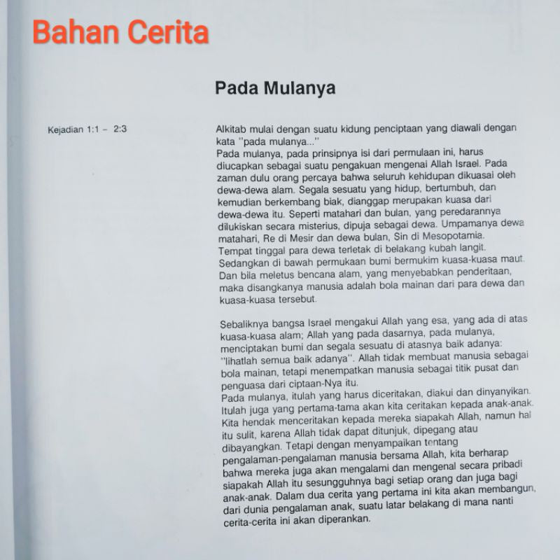 Pada Mulanya (Bahan pengajaran Alkitab Untuk Para Pendidik/Orangtua)