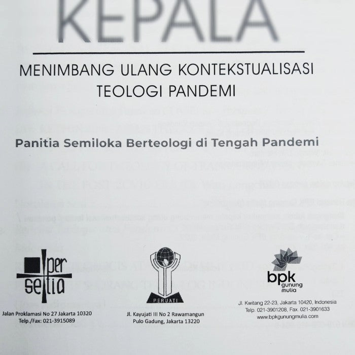 Mengoyak Jubah Mencukur Kepala : Kontekstualisasi Teologi Pandemi