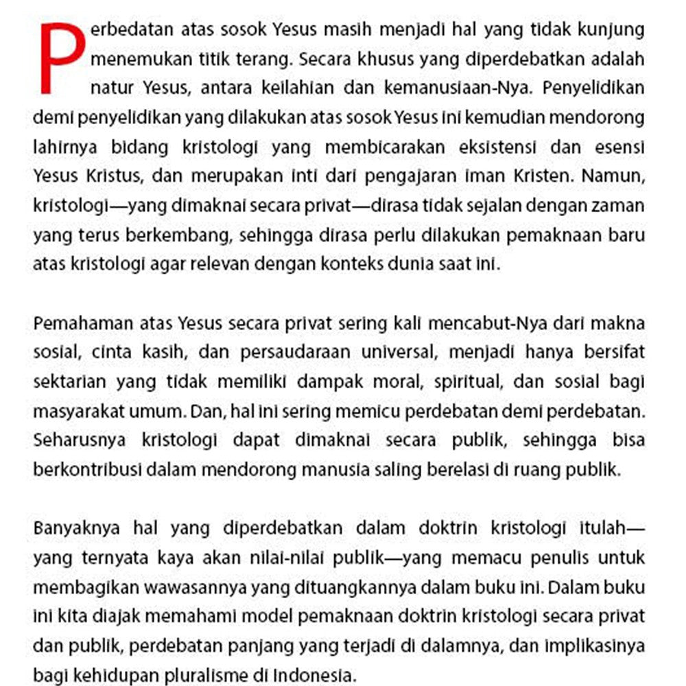 Kristologi Publik : Memaknai Dikotomi Natur Yesus dalam Teologi Publik dan Implikasinya bagi Pluralisme Agama di Indonesia