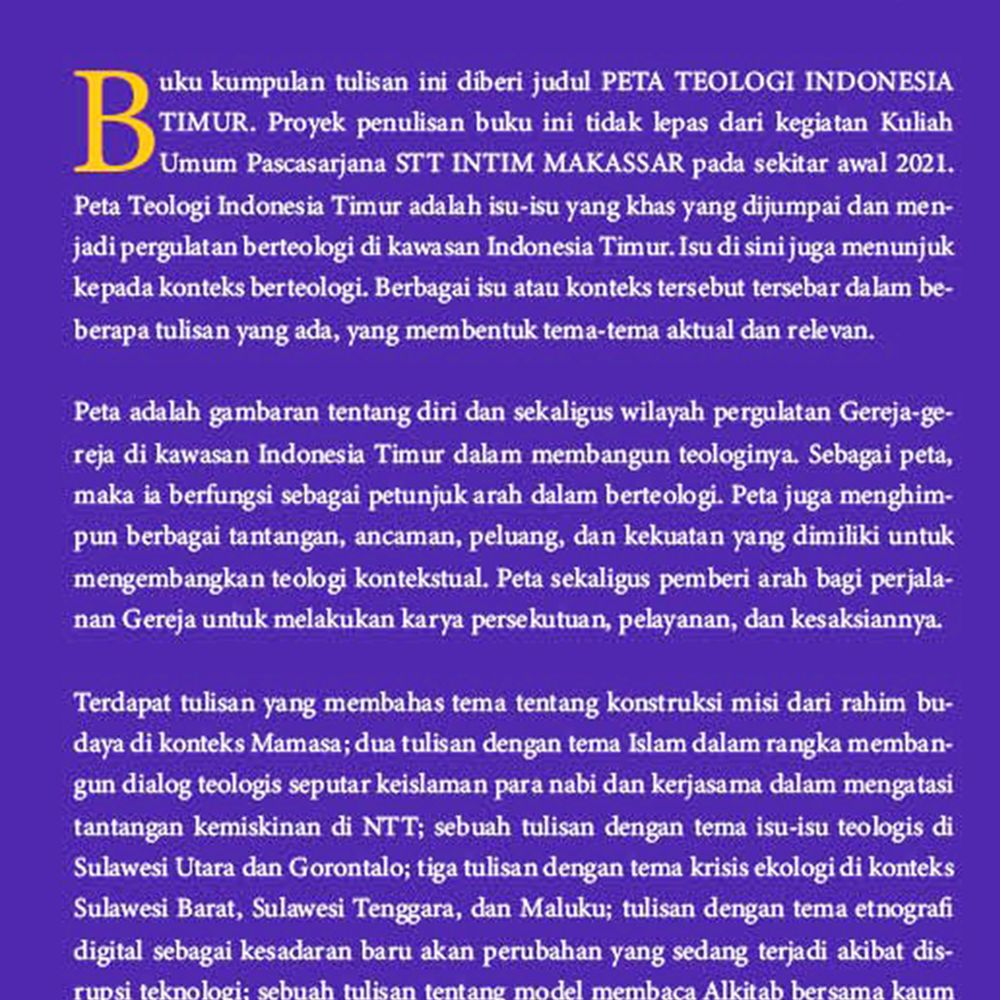 Peta Teologi Indonesia Timur