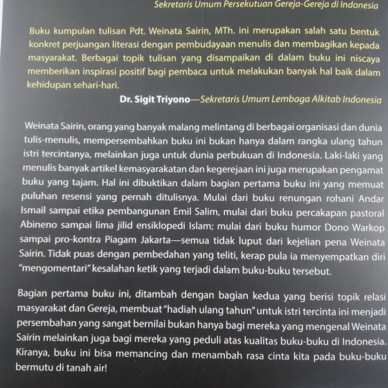 (KS) Merindu Buku Bermutu Merintis Habitus Cerdas - Pdt.Weinata Sairin