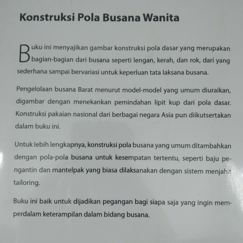 Konstruksi Pola Busana Wanita - Seri Busana