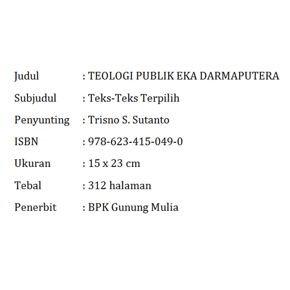 (KS) Teologi Publik Eka Darmaputera